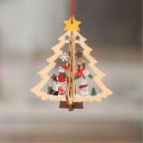 Wooden Hanging Star Heart Tree Bell Pendant Decoration for Christmas Party Decoration thumbnail-2
