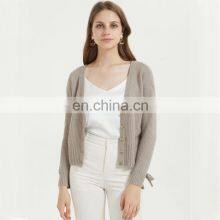 Designer Rib Knit Plus Size Thick V Neck Short Cardigan for Women Casual thumbnail-1