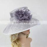 Women's Kentucky Derby Church Wedding Noble Dress Hat Linen With Flower and Veil Quality Choice thumbnail-3
