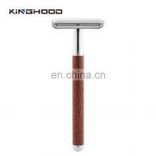 Mans Reusable Wooden Handle Eco-friendly Metal Safety Shaving Razor thumbnail-3