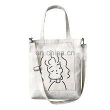 Custom Print Shape Logo Bolsa De Cotton Crossbody Messenger Bag Double Pouch Shoulder Cross Body Tote Bag