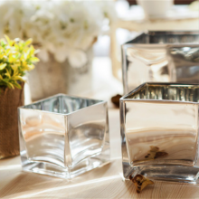 White Black Silver Colored Square Glass Candle Jar Table Vase Centerpieces For Home And Wedding Decoration thumbnail-3