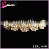2015 New Popular 24k Gold Foil Flower Hair Accessories,crystal Diamond Gold Flower Jewelry Hair Comb thumbnail-3