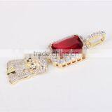 Hip Hop Red Ruby Pendant Jewelry 925 Sterling Silver Jesus Piece Mens thumbnail-4