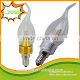 CE/RoHS Aluminum Shell E12 E14 250lm SMD3014 3w LED luminara Candle Light Led