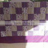 Hand Block Print Patchwork Bedspread With Set of 2 Pillow Covers, Queen Size Patchwork Bedding, Beautiful Golden Block Print Bed thumbnail-4