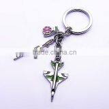 Metal Zinc Alloy Enamel Airplane Keychain Pendant