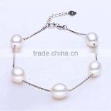 With Pink Color Pearl Style Link Chain Bracelet thumbnail-1