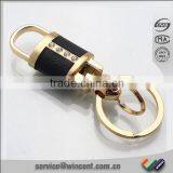 Lock Shape Black Leather Metal Rotating Key Chain thumbnail-1