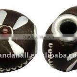 Handmade Indonesia Beads, With Brass Core, Triangle, CoconutBrown, About 20x18x11mm, Hole: 4mm(IPDL-A009-3) thumbnail-1