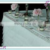 YHK#84 Fancy Table Skirt - Polyester Banquet Wedding Wholesale Chair Cover Sash Table Cloth Skirt Linen thumbnail-1