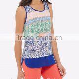 2016 Boho Clothing Curved Dolphin Hem Colourful Print Women Tank Top thumbnail-2
