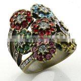 Brass Fashion Color CZ Flower Ring