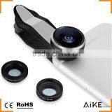 For IPhone 6S Samsung HTC LG Huawei Xiaomi Camera Lens 198 Degree Fisheye 0.63X Wide-angle Lens 20X Macro Lens 3in1 Lens Kit thumbnail-1