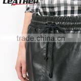 Women High Quality Faux LeathExposed Back Zipper Leather Pencil Skirter Trim Skater Skirt thumbnail-4