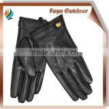Classic Yiwu Long Black Driving Lambskin Plain Style Lined Unisex Leather Winter Gloves