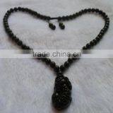 Female Black Nephrite Necklace With Buddharupa Pendant thumbnail-2
