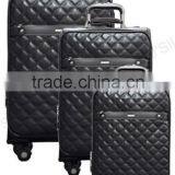 Durable Quilted Pattern PVC Four Wheels Rolling Trolley Case Set thumbnail-1