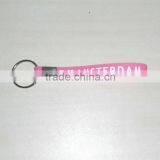 Hot Sale Concave Logo Silicone Bracelet Keychain, Silicone Wristband Keyring