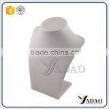 Wholesale China Factory of Custom Wood Covered With Grey Leather Necklace Jewelry Display Prop thumbnail-2