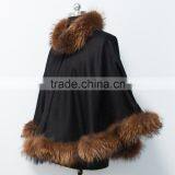 2015 New Arrival Cashmere Cape With Fur Trim for Child CC57 thumbnail-2