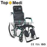 Rehabilitation Therapy Supplies TRW902GC-46 Powder Reclining High Back Foldable Wheelchair With Steel Frame thumbnail-1