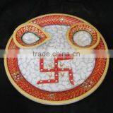 Marble Pooja Thali Plate Handicraft Religious Gift Decor Arts And Crafts Gallery thumbnail-2