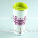 Ceramic Coffee Mug Without Handle With Silicone Lid / Band, Tall Ceramic Mugs thumbnail-1