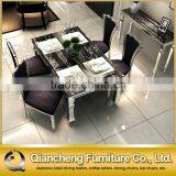 Mirror Sivler Stainless Steel 20mm Marble Dining Table Set thumbnail-5