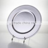 FDA,PP,Eco-friendly 33cm silver plastic disposable charger plate