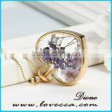 Women Dry Flowers Plant Terrarium Glass Pressed Flower Necklace thumbnail-2