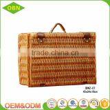 Woven Wicker Material Picnic Basket With Ceramic Set thumbnail-3