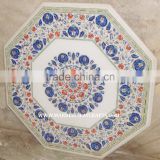 White Marble Inlay Coffee Octagonal Table Top Pietra Dura Dinning Table Top