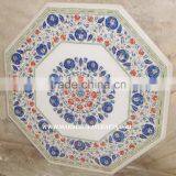 White Marble Inlay Coffee Octagonal Table Top Pietra Dura Dinning Table Top thumbnail-1