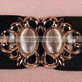 Wholesale Opal Stone Inlaid Flower Pattern Alloy Buckle Sex Women Lady Wide PU Waist Belt thumbnail-3
