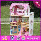 2016 Luxurious Children Big Wooden Dollhouse Kits W06A163-S thumbnail-4