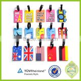 OEM country flag design personalized waterproof soft pvc silicone travel luggage tag