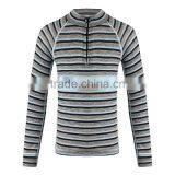 100%Merino Wool Kids Thermal Underwear Stripe Zip Long Johns for 4-12years Old thumbnail-1