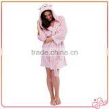 2015 Pink Lovely 100% Polyester Winter Hooded Women Bathrobe thumbnail-2
