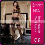Adult Luxury See Through Lace Erotic Lingerie Underwear With Garter Belt Stockings thumbnail-1