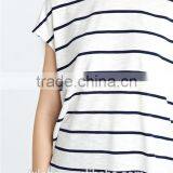 European American Style Leisure Loose Knitting Minimalism Round Collar Short Sleeve Stripe T-shirt thumbnail-3
