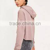 Purple Lace Up Cropped Hoodie With Gym Leggings Custom Plain Lazy Days Lovely Hoodie Raw Hem Vintage Style thumbnail-3