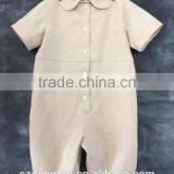 Boys Linen Romper Infant Baby Linen Jon Jon Shortall Toddler Baptism Outfit thumbnail-3