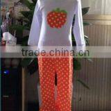 Halloween Outfit Long Sleeve White Top and Orange&white Pants Girls Fall Boutique Outfit China Import Baby Clothes thumbnail-1