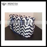 Navy Blue and White Stripe Chevron Print Diaper Bag thumbnail-2