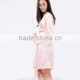 Elegant Tie-up Front Lace Trimmed Sleeves Kimono Robe Wholesale Satin Robe. thumbnail-3