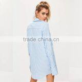 Simple Fashion Style Casual bf Shirt Lady Long Sleeve Striped Blouse thumbnail-2