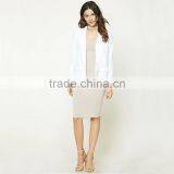 Ladies Office Open Front Dropped Lapels Longline Silhouette Blazer Coat thumbnail-3