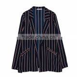 2017 SIMPLE STYLE Ladies Long Casual Striped Blazer Coat thumbnail-6