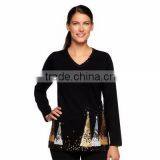 Women Black Sweater Christmas Trees Pattern Christmas Jumper Sweater thumbnail-1